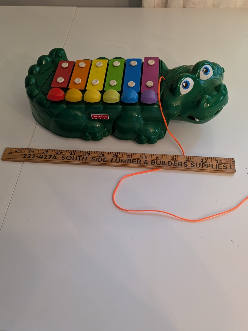 Fisher-Price Green Alligator Xylophone Pull Toy with Rainbow Keys